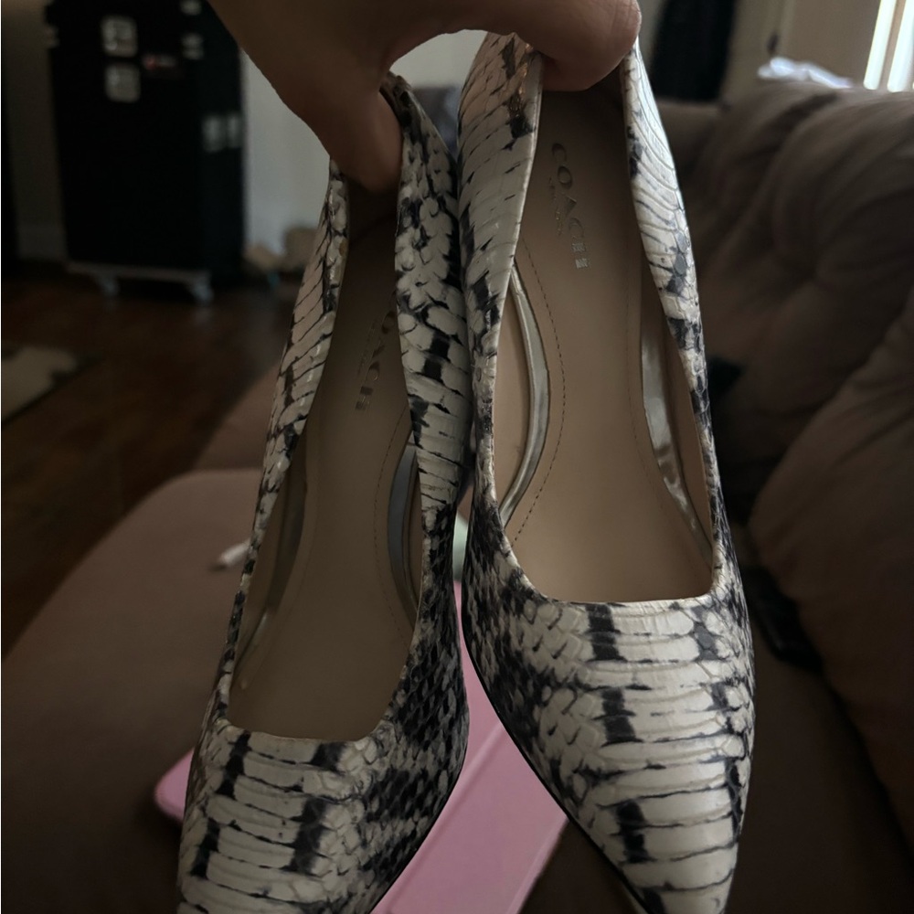 Coach Women's Black and White Snakeskin Pumps